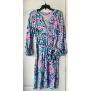 EUC- worn once,  Lilly Pulitzer,  knee length, 3/4 sleeve dress. Size Large